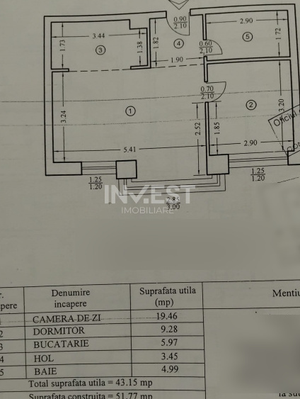 Apartament 2 camere--etaj intermediar-Tatarasi-Bloc nou - 1