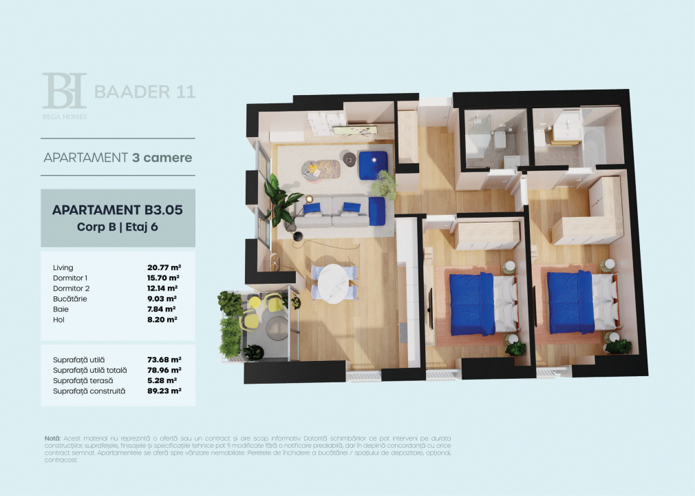 Apartament 3 camere | BEGA Homes | Baader 11 – direct dezvoltator — imaginea 3
