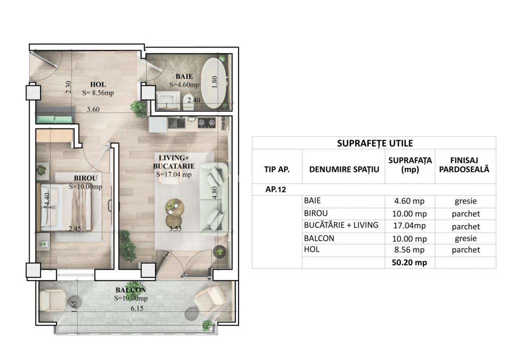 APARTAMENT CU 2 CAMERE, ETAJ 1, 50 MP IASI - 8