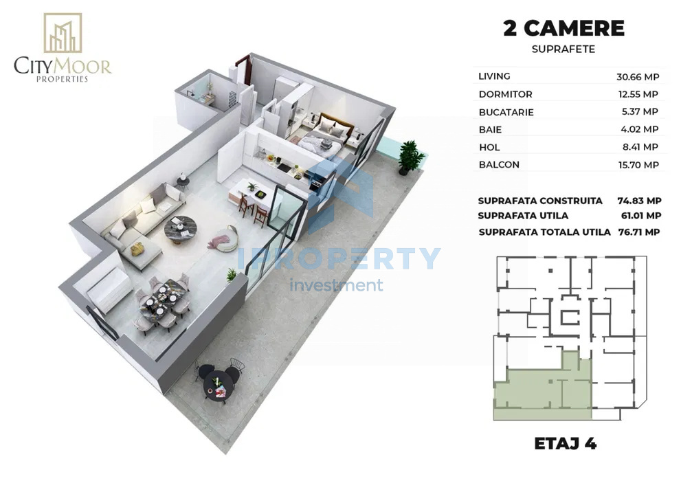 CityMoor Decebal I 2 Camere I Rezidential/Birouri I Nemobilat I  - fotografie proprietate 6