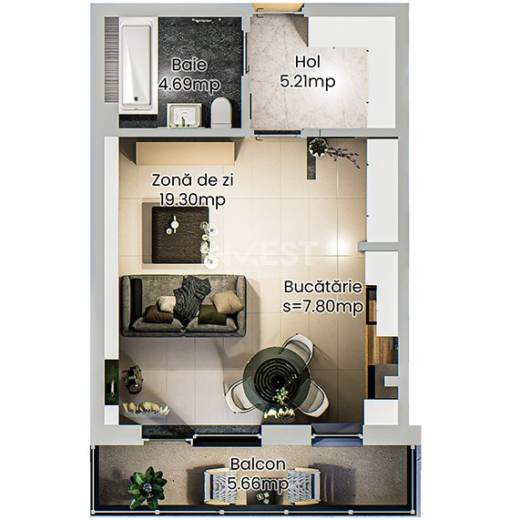 Apartament 1 cameră - spațios într-un complex rezidențial nou din Podu Roș - 15