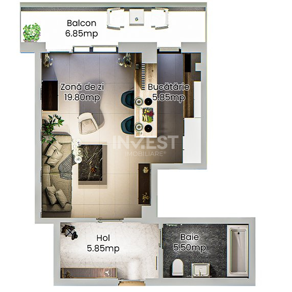 Apartament 1 cameră - spațios într-un complex rezidențial nou din Podu Roș - 14