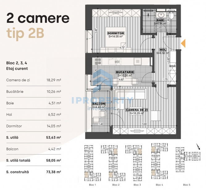 2 Camere | Akcent City | Decomandat | Bloc 2026 | Parcare | 58 MP - fotografie proprietate 2