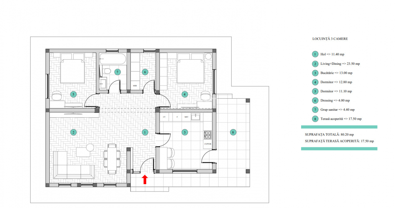 CASA INDIVIDUALA, 3 CAMERE,81 MP UTILI, 400MP TEREN, MIROSLAVA - 12