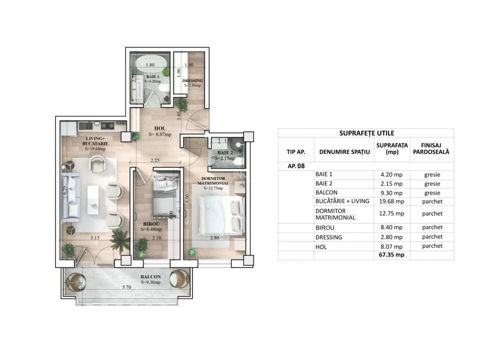 APARTAMENT CU 3 CAMERE, ETAJ 1, 67 MP IASI, CARTIER PRIVAT ! - 2