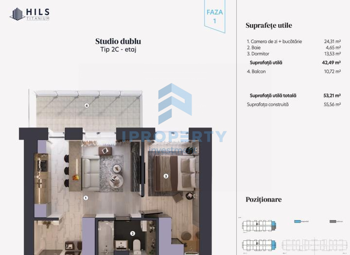 Închiriere Apartament 2 camere în HILS Titanium - Parcare Subterana - fotografie proprietate 9