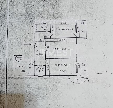 Apartament 3 camere, etajul 1, Gara- Scoala Stefan Barsanescu, Iasi - 1