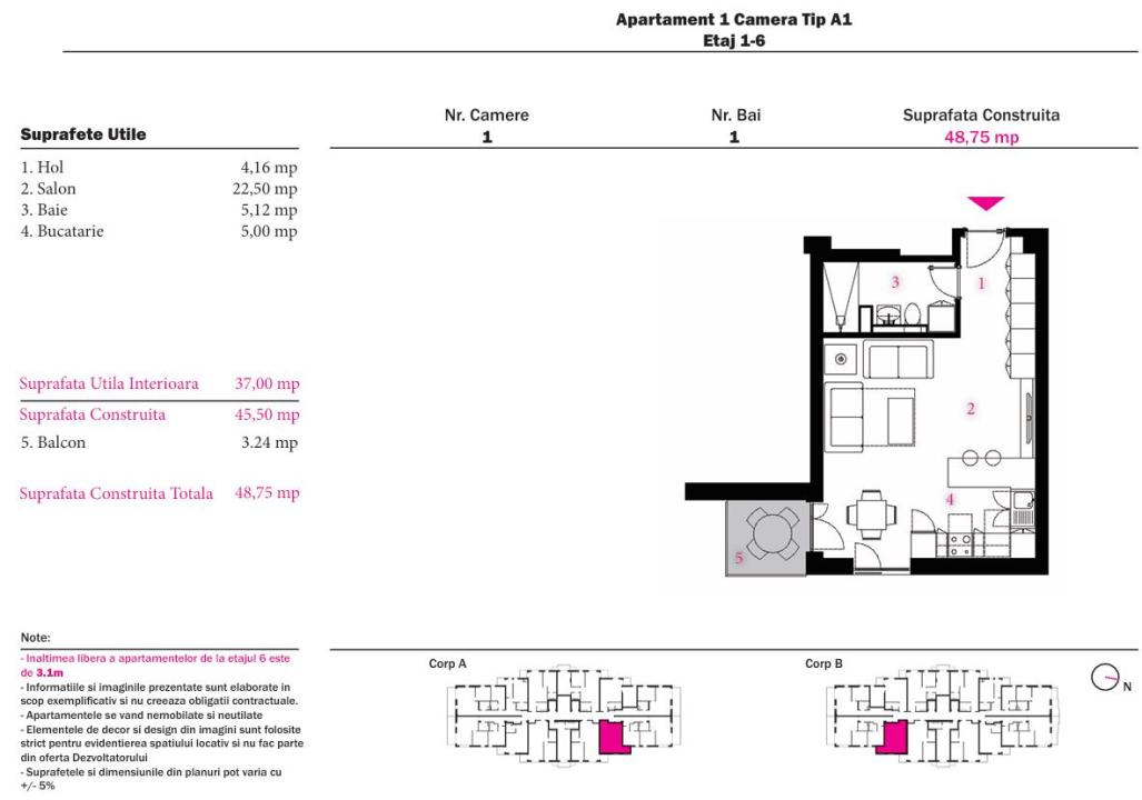 Studio nou, Pergola Nord – ideal investiție sau primă locuință — imaginea 2