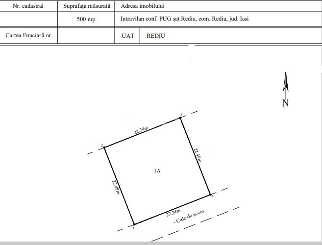 TEREN INTRAVILAN VALEA LUPULUI-REDIU , 500 MP utili + 120 MP cale de acces