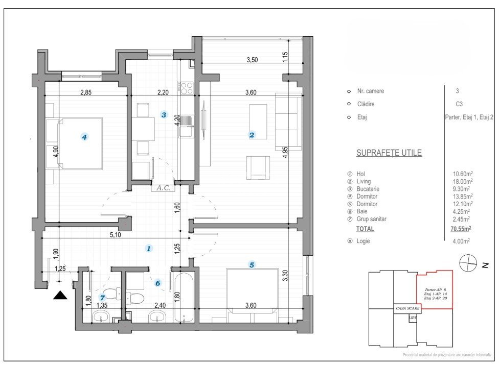 COMISION 0% ! INTABULAT! 3 CAMERE 2 BAI 74 MP BLOC NOU POPAS PACURARI - 13