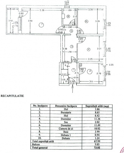 Apartament de 3 camere, Mircea cel Batran, etaj intermediar - 1