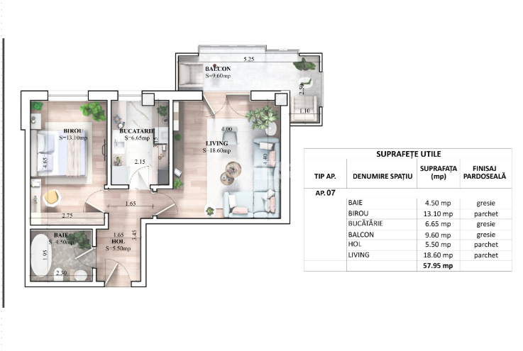 APARTAMENT CU 2 CAMERE, 58 MP, ETAJUL 1, FINALIZAT SI INTABULAT - 7