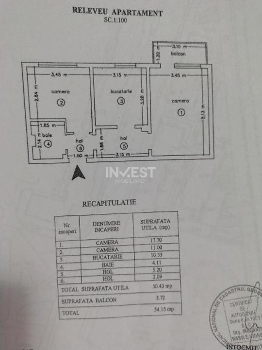 Centru Civic- apartament 2 camere, etajul 1 - 7