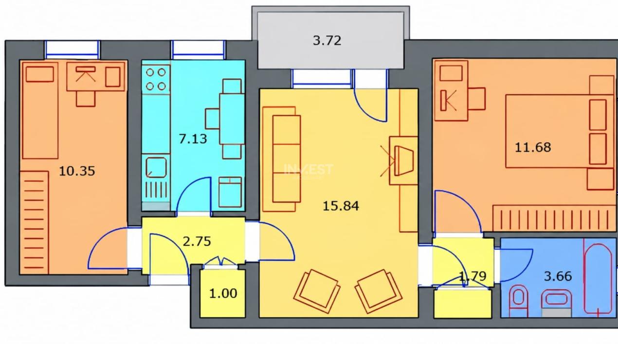 Apartament 3 camere-etaj 1-Podu Ros-Liceul Dimitrie Cantemir - 1