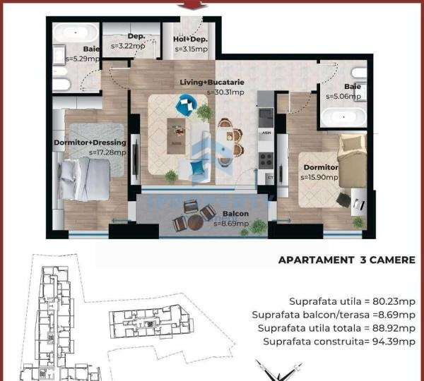 Închiriere Apartament 3 camere în Eroii Revolutiei, PARCARE SUBTERANA, CENTRALA - fotografie proprietate 17