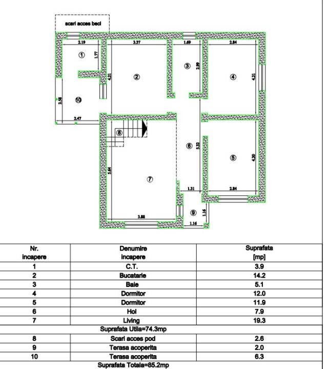 CASA INDIVIDUALA , 3 CAMERE, BECI,  PLACA DE BETON PESTE ETAJ , TOMESTI - 13