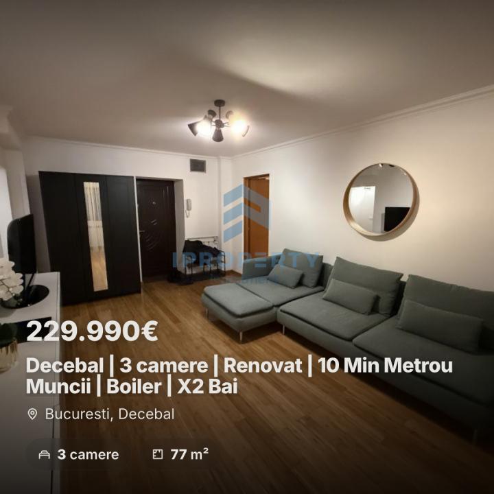Decebal | 3 camere | Renovat | 10 Min Metrou Muncii | Boiler | X2 Bai - fotografie proprietate 1