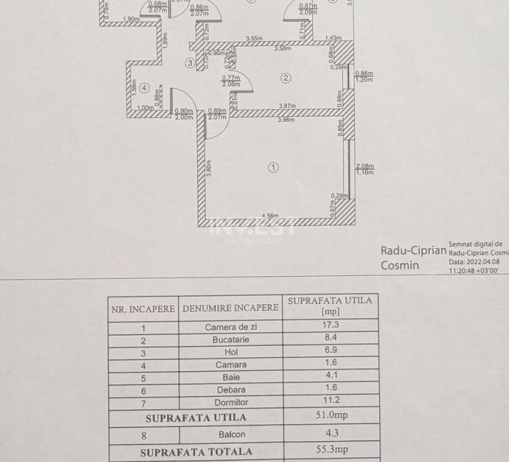 Apartament 2 camere-Dacia-Etaj Intermediar