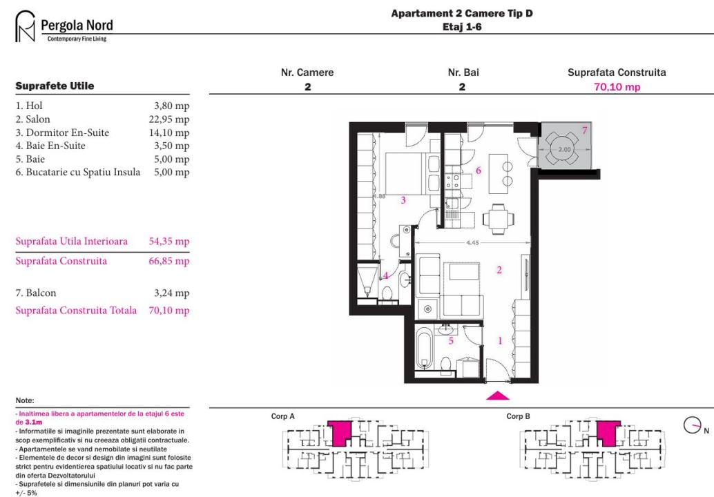 Apartament 2 camere nou, Pergola Nord – ideal familie sau investiție — imaginea 2