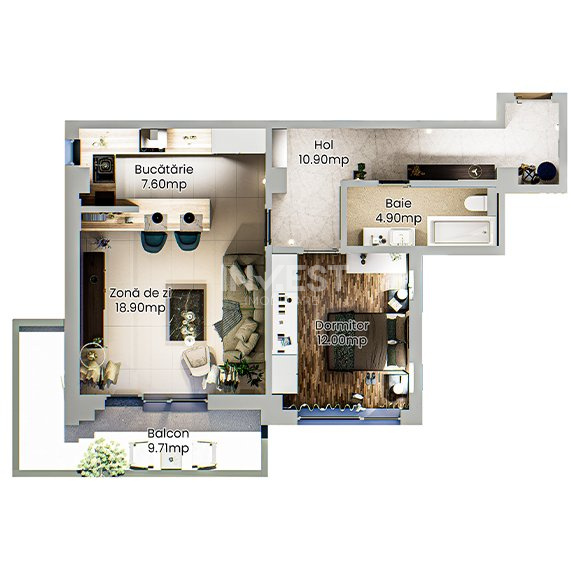 Apartament 2 camere - spațios într-un complex rezidențial nou din Podu Roș - 24